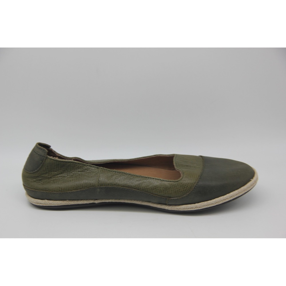 OluKai Shoes Womens 10 Green Leather Lino Ballet Flats Slip On Comfort Casual - Picture 4 of 9